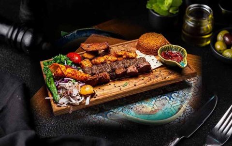 Mixed grill platter at a charcoal grill restaurant in Dubai