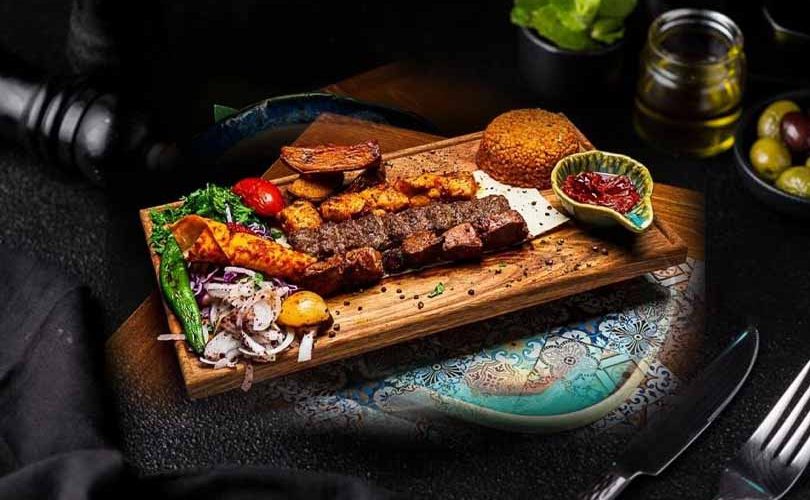 Mixed grill platter at a charcoal grill restaurant in Dubai